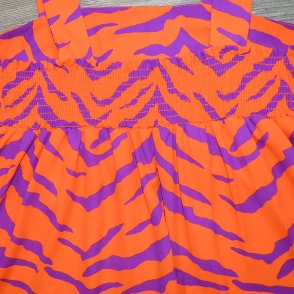 Adrienne Sleeveless Baby Doll Smocked Clemson Animal Print Dress - Picture 6 of 9